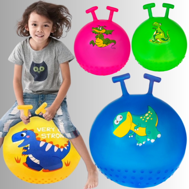 Minge de Sărit cu Mâner și Design Dinozaur, 55 cm (culoare aleatorie)