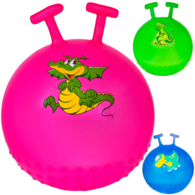 Minge de Sărit cu Mâner și Design Dinozaur, 55 cm (culoare aleatorie)