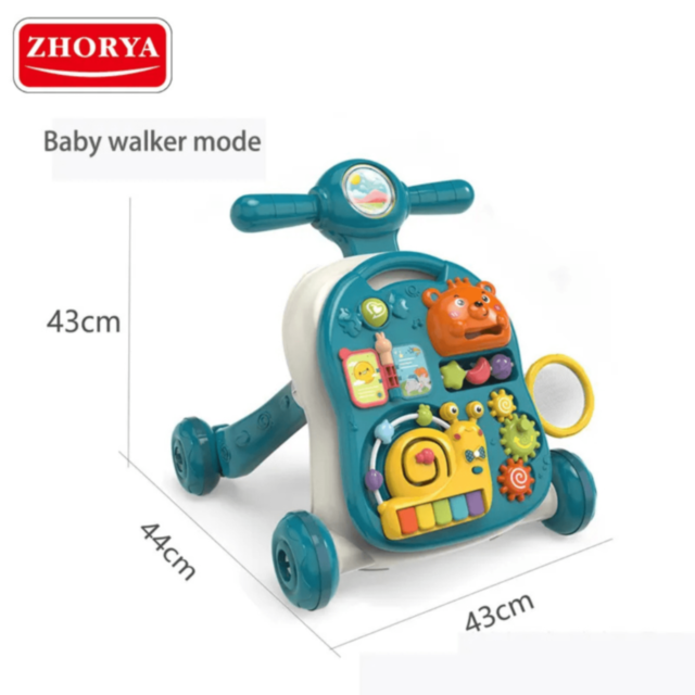 Premergător 4-în-1 pentru Bebeluși | Masă de Joacă, Vehicul și Activități Muzicale 