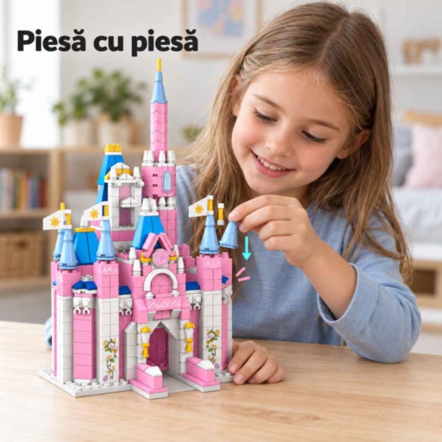 Set construcție castel prințesă 1000 piese 6 în 1