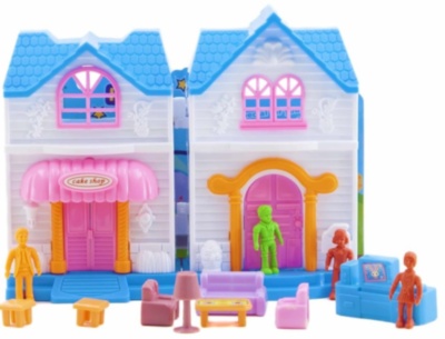 Căsuță Pliabilă Mini de Păpuși cu Figurine și Mobilă | image