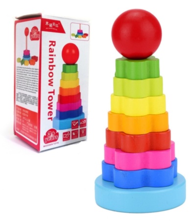 Mini Piramida Multicoloră din Lemn | image