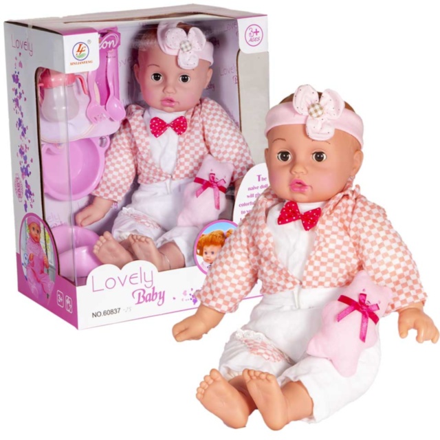 Bebeluș de Pluș cu Oliță, Biberon, și Tacâmuri