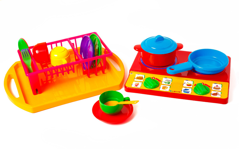 Set de Tacâmuri cu Uscător, Aragaz și Tăviță, 18 Accesorii 