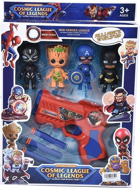 Set Pistol cu Proiectile și 4 Super-Eroi