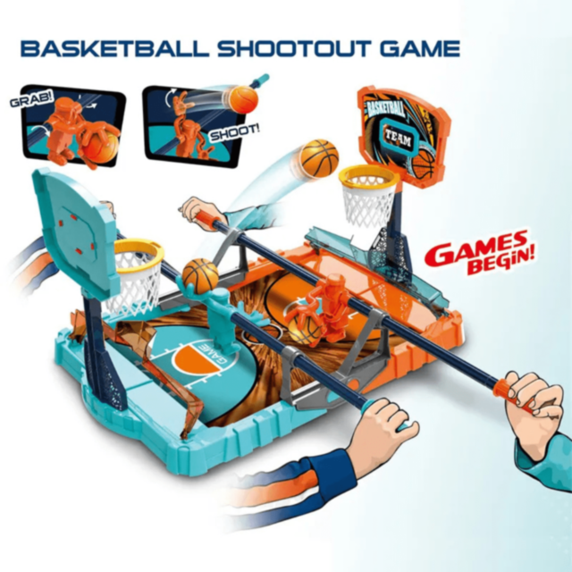 Joc Interactiv de Baschet pentru Doi Jucători – Cu Mânere Glisante și Coșuri Duble