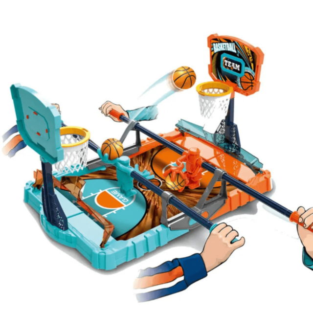 Joc Interactiv de Baschet pentru Doi Jucători – Cu Mânere Glisante și Coșuri Duble