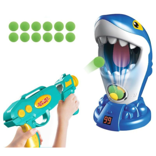 Joc interactiv de tras cu arma și rechin țintă