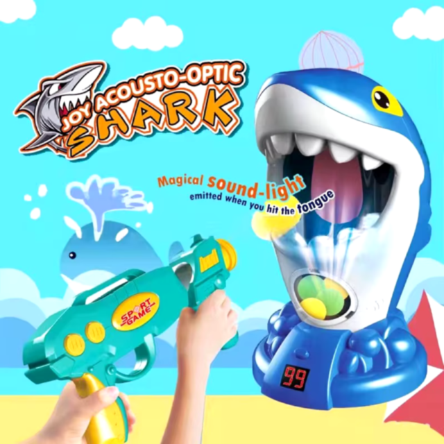 Joc interactiv de tras cu arma și rechin țintă