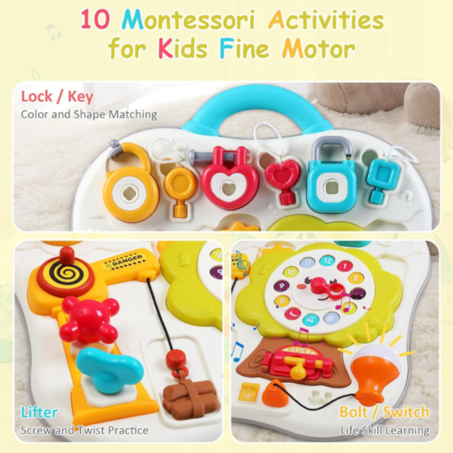 Panou de Activități Montessori cu Sunete și Lumină – Jucărie Interactivă