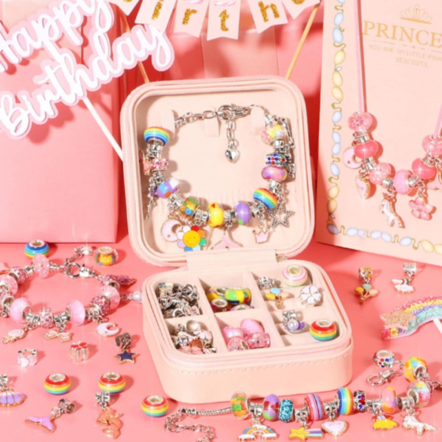 Set Brățări Charm cu Pandantive Colorate - Cadou Creativ pentru Fete