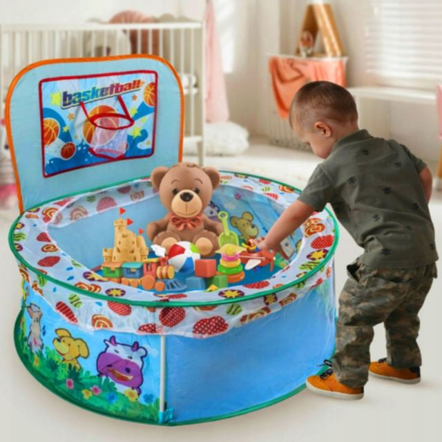 Piscină de Joacă cu Coș de Baschet și Plasă de Siguranță