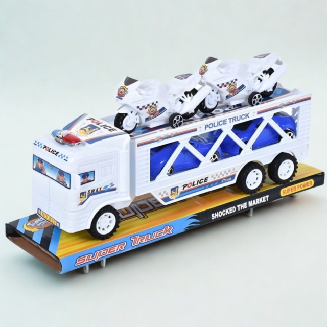 Camion transportor poliție cu mașini și motociclete (culoare aleatorie)