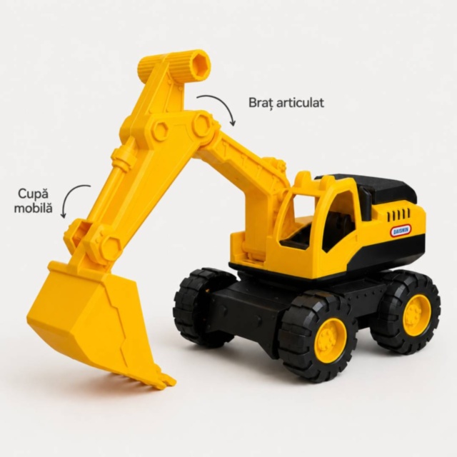 Excavator mare de jucărie cu braț și cupă mobile
