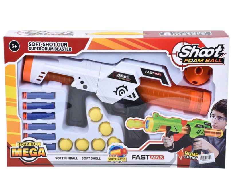 Pușca cu Aer Comprimat, 6 Bile din Burete și 6 Proiectile