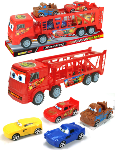 Camion cu Trailer și 4 Mașinuțe 