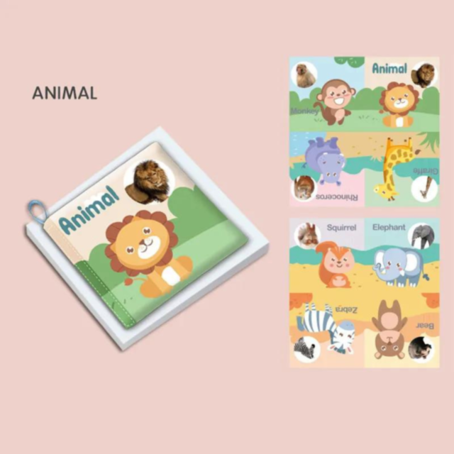 Carte senzorială din material textil cu animale