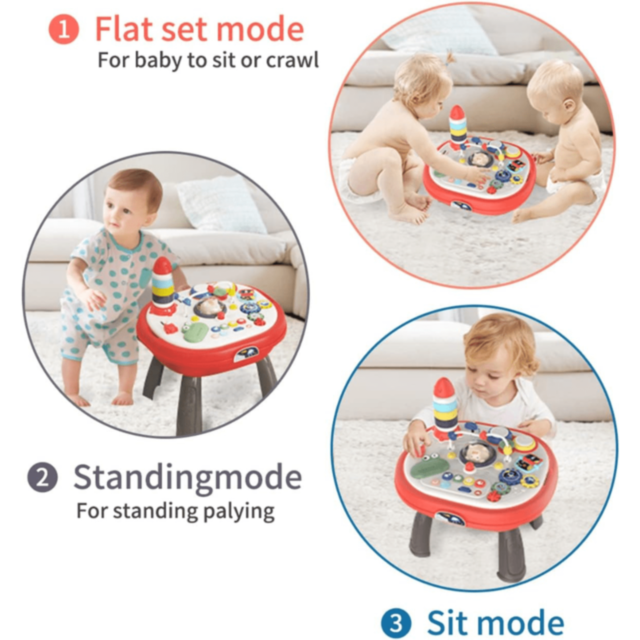 Masă Interactivă Educațională 3 în 1 cu Sunete, Lumini și Activități Tactile