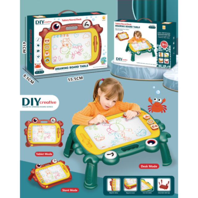 Tablă de Desen Magnetică 3 în 1 - Tabletă, Stand și Birou