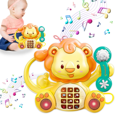 Telefon muzical pentru bebeluși - Leul interactiv cu sunete și lumini | image