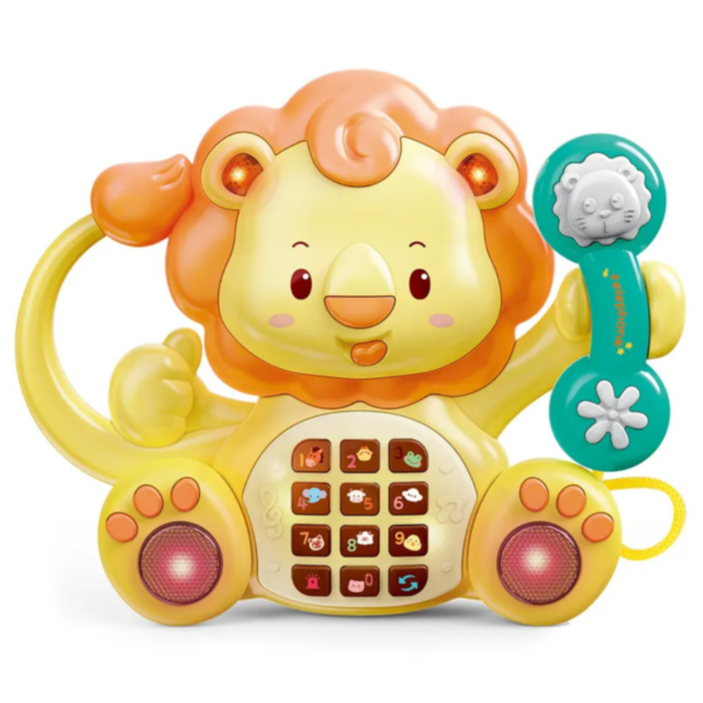 Telefon muzical pentru bebeluși - Leul interactiv cu sunete și lumini