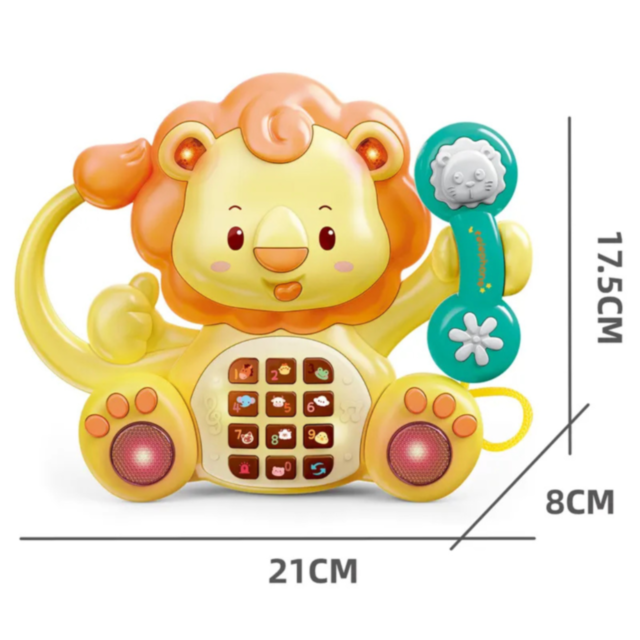 Telefon muzical pentru bebeluși - Leul interactiv cu sunete și lumini