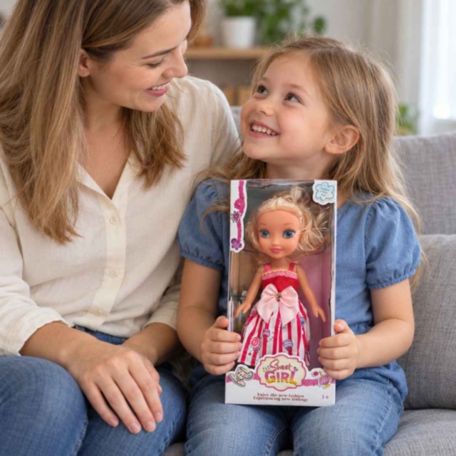 Păpușă muzicală Sweet Girl 27 cm cu rochie