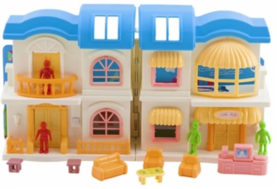 Căsuță Pliabilă Mini de Păpuși cu Figurine și Mobilă | image