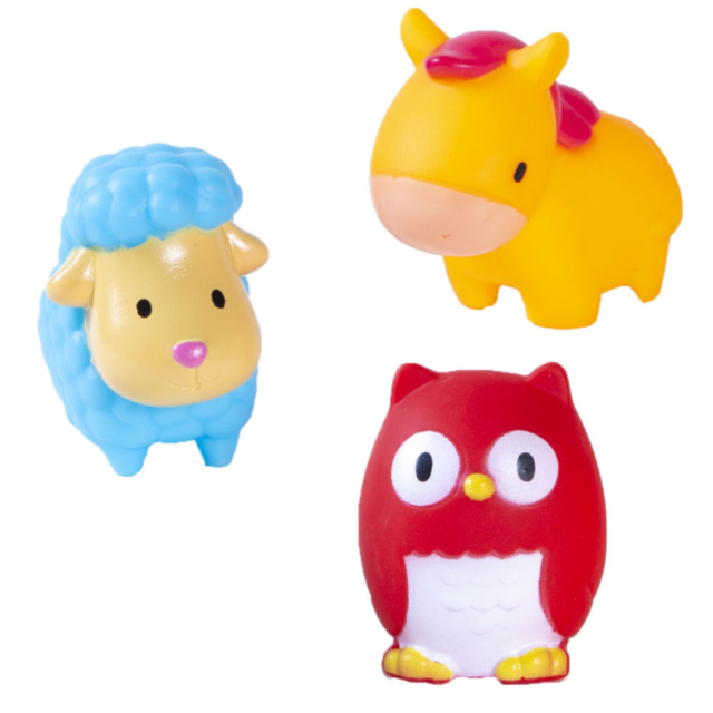 Set 3 Stropitoare de Baie: Oiță, Măgăruș și Bufniță