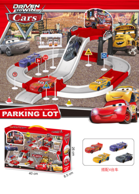 Cars, Set Parcare Etajată și Stație Peco cu 4 Mașinuțe