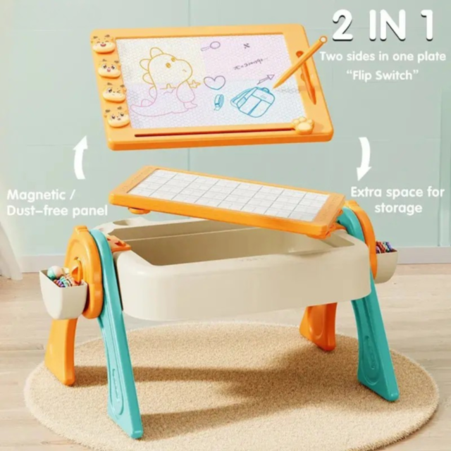 Tablă de desen dublă, magnetică cu carioci incluse