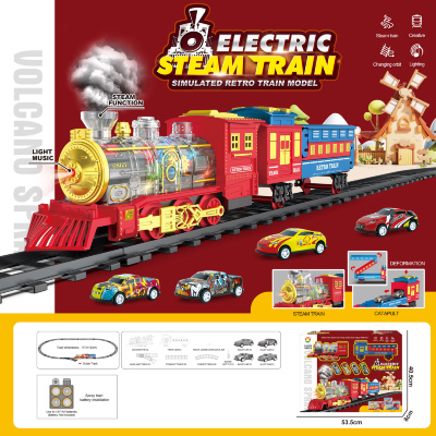 Tren Electric Retro cu Aburi - Distracție pe Șine cu Funcții Interactive | image
