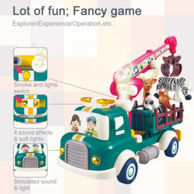 Set de construcție Camion Transport Animaluțe cu Sunete și Efecte