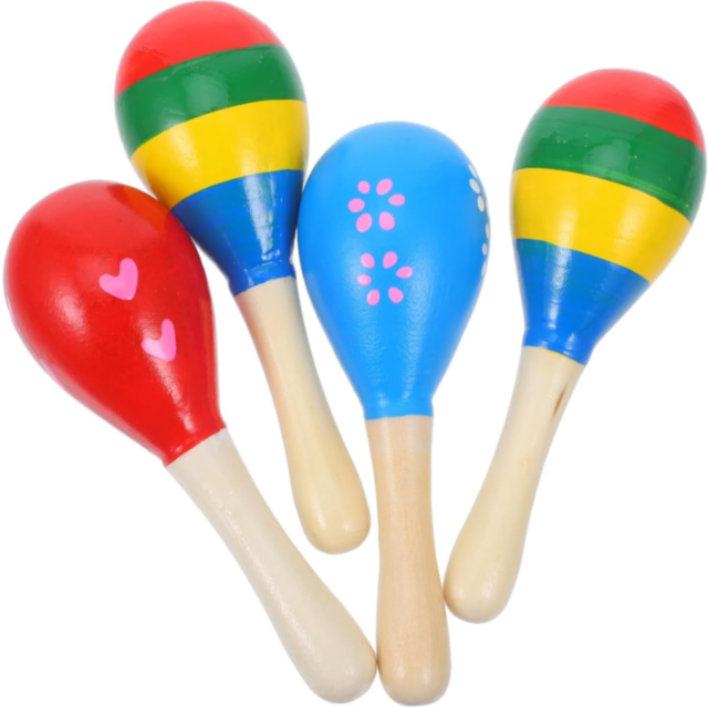 Maracas din Lemn de 20 cm pentru Copii (culoare aleatorie)