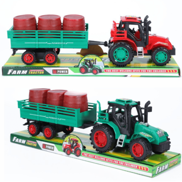 Tractor cu Remorcă și Butoaie pentru Fermă 