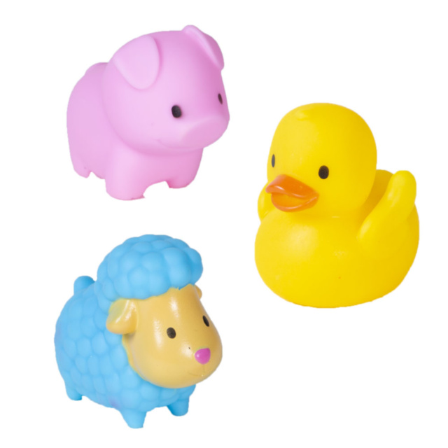 Set 3 Stropitoare de Baie: Oiță, Purceluș și Rățușcă