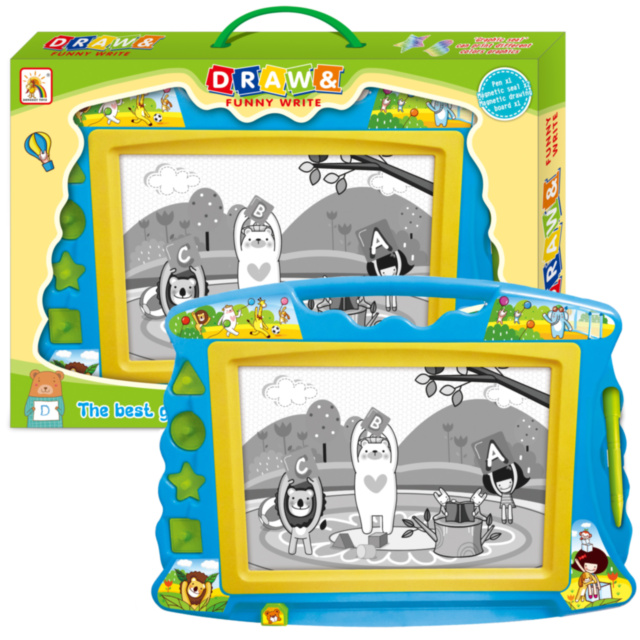 Mega Tabla Magnetică de Scris și Desenat cu 4 Ștampiluțe, 52cm