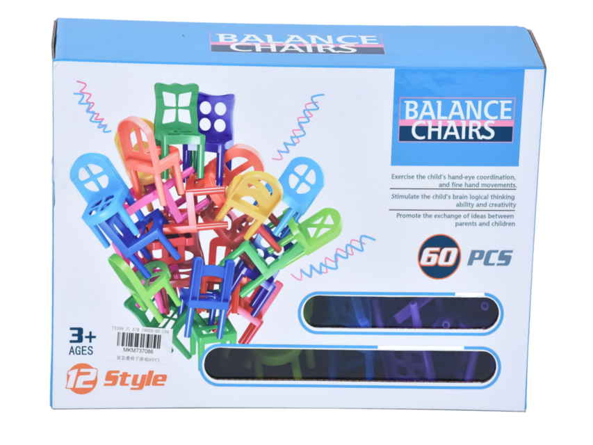 "Scăunele Colorate", joc de echilibru și stivuire