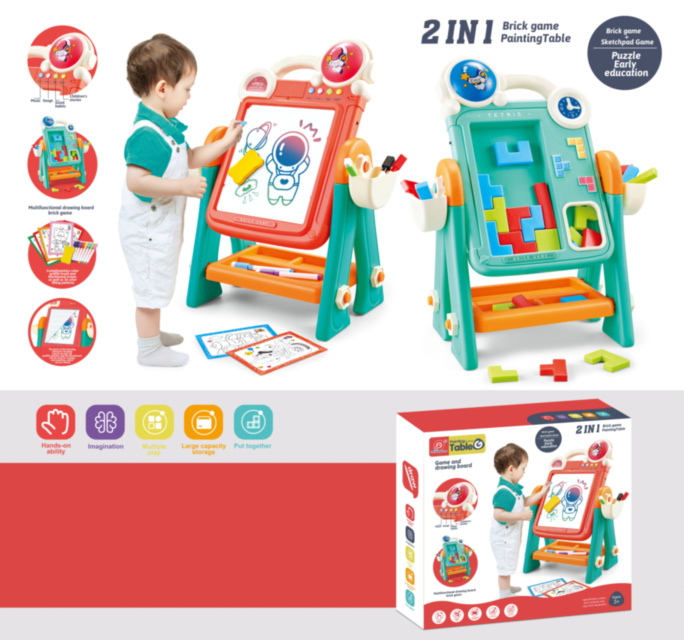 Tabla multifunctionala cu doua fete de desenat si joc tetris