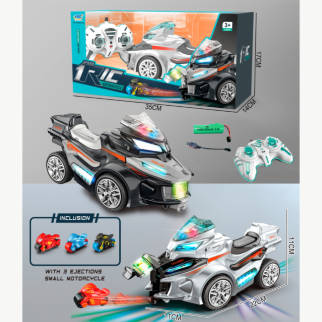 Motocicletă RC cu Telecomandă și 3 Mini Motociclete Ejectabile