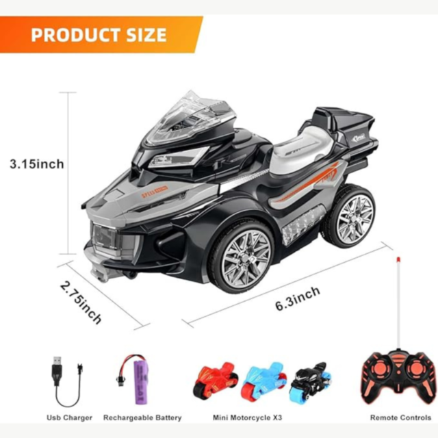 Motocicletă RC cu Telecomandă și 3 Mini Motociclete Ejectabile