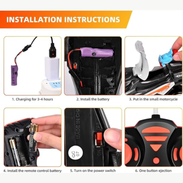 Motocicletă RC cu Telecomandă și 3 Mini Motociclete Ejectabile