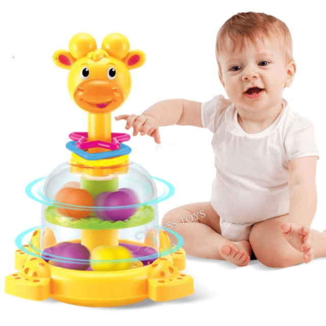 Girafă Interactivă cu Bile Rotative pentru Bebeluși