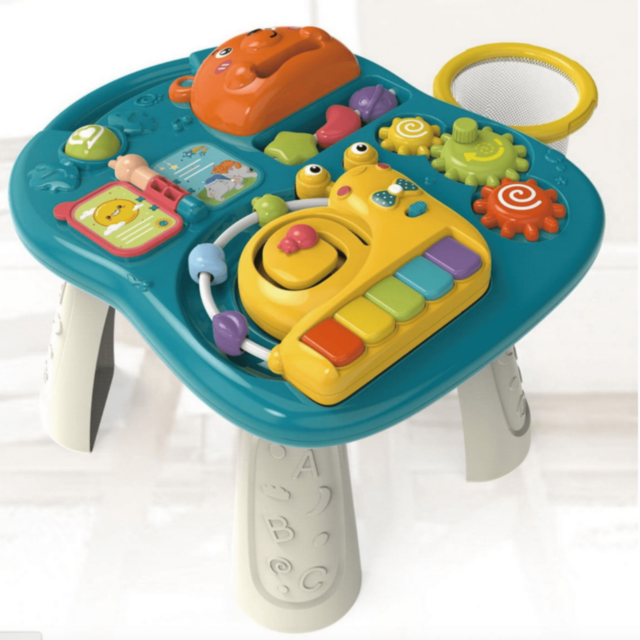 Centru Educativ Verde 3-în-1 pentru Copii - Plimbător, Masă de Joacă și Activități Interactive 