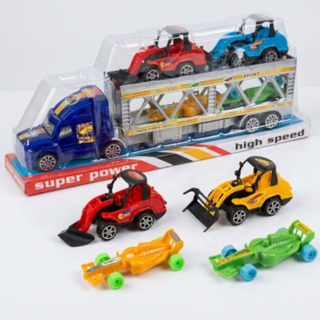 Camion Transport Mașini cu Set Vehicule Copii (culoare aleatorie)
