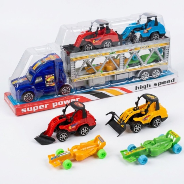 Camion Transport Mașini cu Set Vehicule Copii (culoare aleatorie)