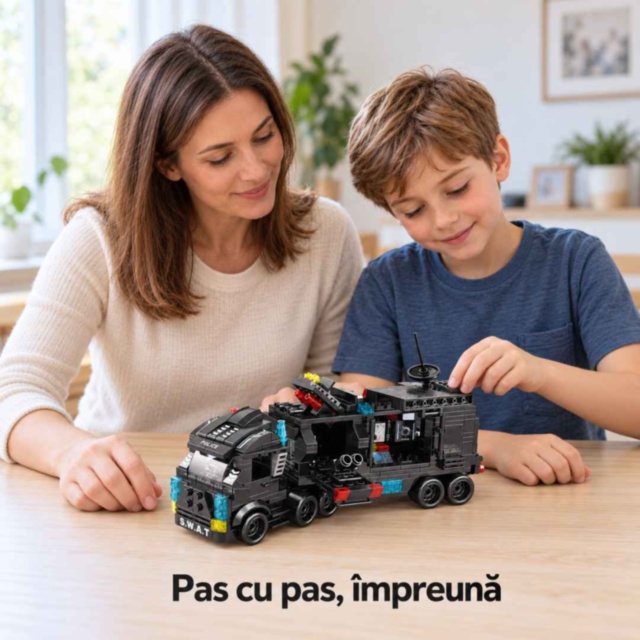 Set construcție City SWAT 585 piese, camion și robot