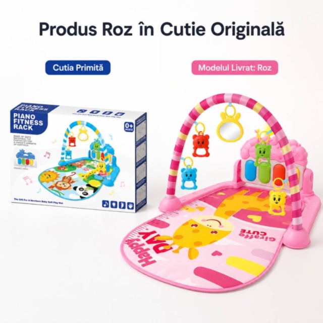 Salteluță Roz de Joacă cu Pian pentru Bebeluși