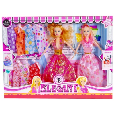 Set 2 Păpuși Barbie cu 8 Ținute | image