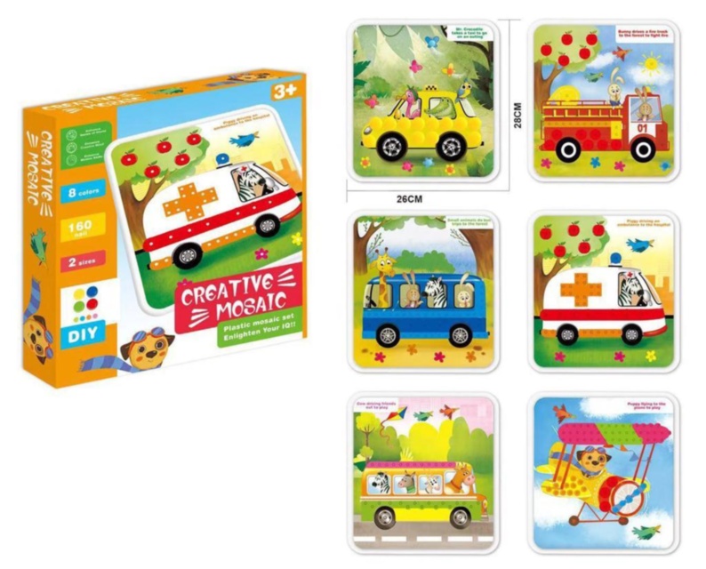 Mozaic cu 160 Pioneze Colorate și 6 Modele de Desen